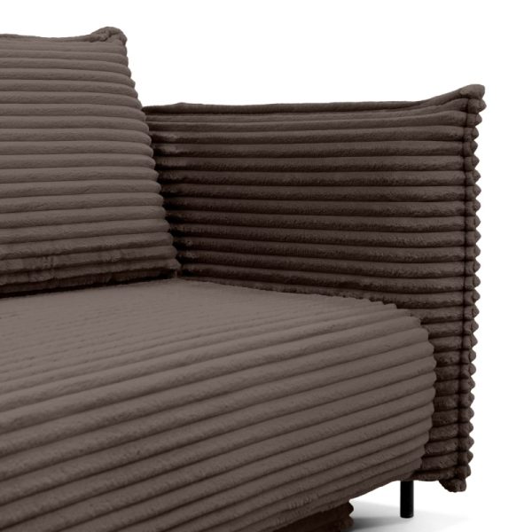 Sofa rozkładana Amalfi z pojemnikiem, brązowa, sztruks