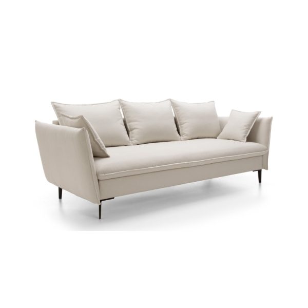 Sofa rozkładana Gloss, z pojemnikiem, jasnobeżowa