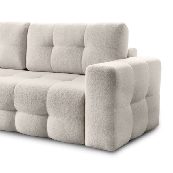 Sofa rozkładana Lussi z pojemnikiem, beżowa, boucle