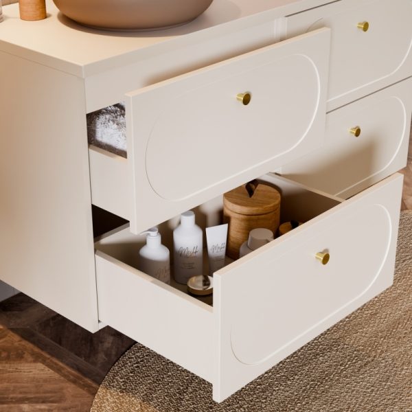 Szafka pod umywalkę Donna Sand 60 cm, Beż Piaskowy, złoty uchwyt