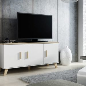 Komoda z drzwiami biała / dąb sonoma mat 150 cm Livorno