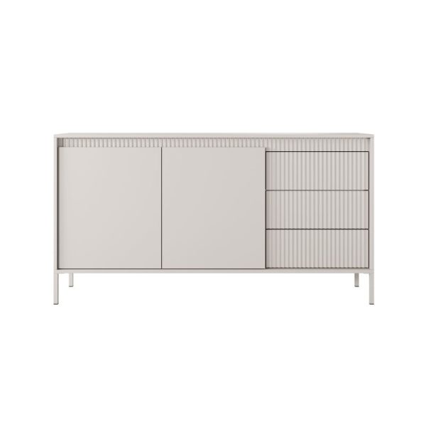 Komoda dwudrzwiowa z szufladami Senso, 153,5 cm, lamele, beżowa