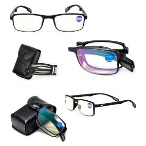 Plusy +2.50 Składane okulary do komputera i czytania Blue Light + Antyreflex ST335 ze skazą!
