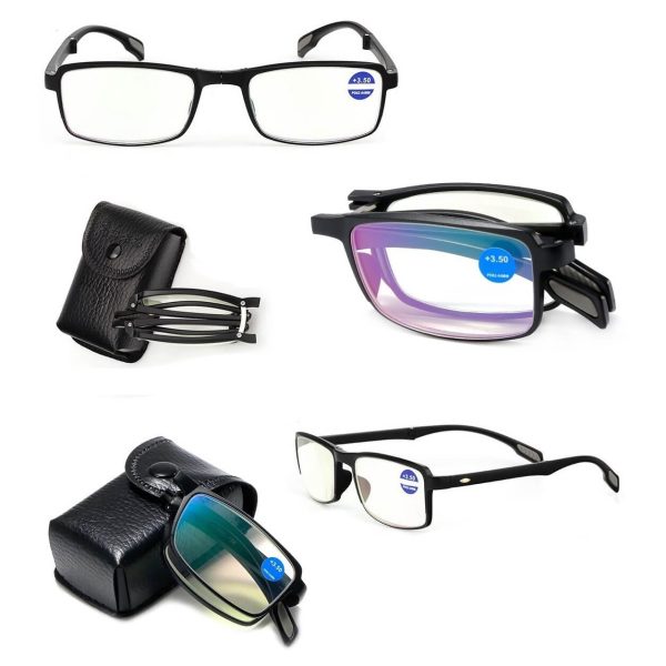 Plusy +2.50 Składane okulary do komputera i czytania Blue Light + Antyreflex ST335 ze skazą!