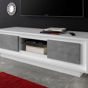 Szafka RTV biała / szara mat 156 cm Paradise