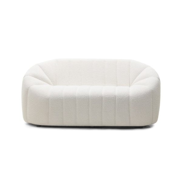 Sofa do salonu Caballo 2-osobowa, jasnobeżowa, obłe kształty
