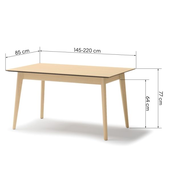 Stół rozkładany Plot 145-220 cm, prostokątny, dąb jasny