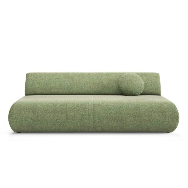 Sofa z funkcją spania i pojemnikiem Puente, zielona, obłe kształty