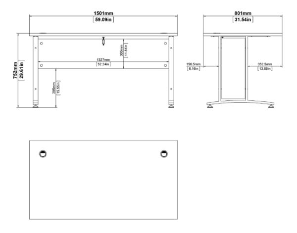 Biurko proste białe / szare mat 150 cm Prima