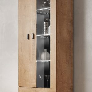 Witryna dwudrzwiowa z szufladami dąb lefkas mat 80 x 192 cm Simple