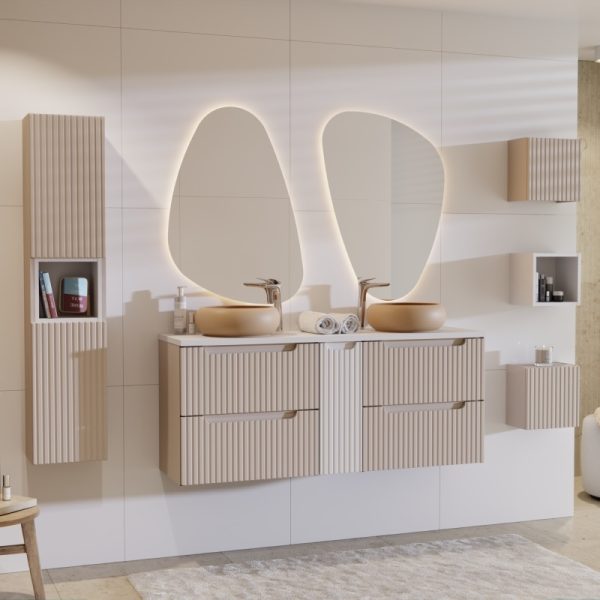 Szafka pod umywalkę Nova Cashmere 60 cm, ryflowana, kaszmirowa