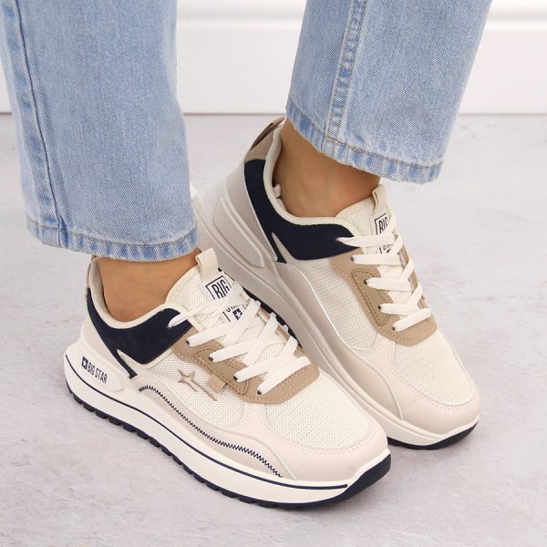Buty sportowe na platformie kremowe Big Star NN274A092