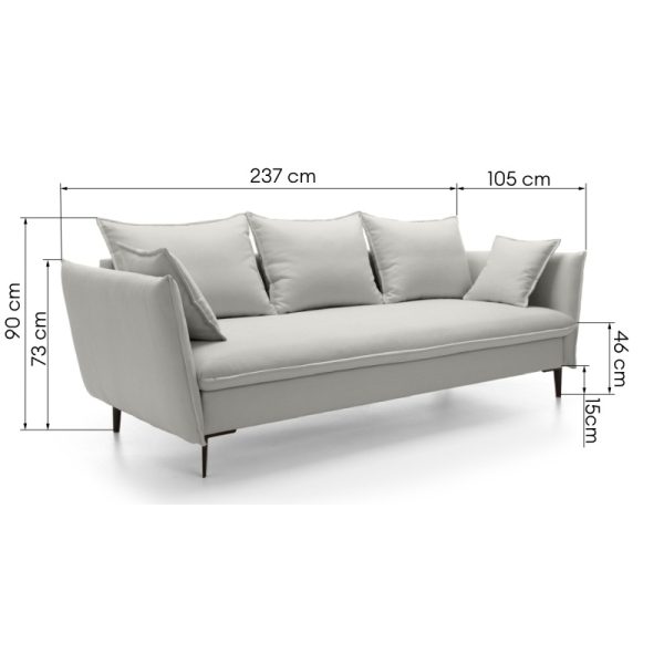 Sofa rozkładana Gloss, z pojemnikiem, szara