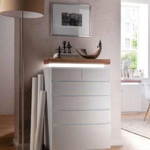 Komoda z szufladami biała / dąb mat 73 cm Ramona