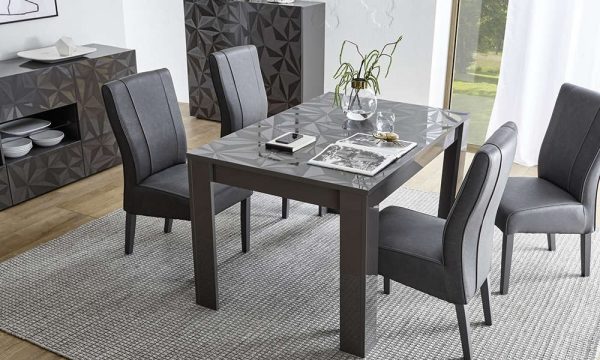 Stół rozkładany antracyt połysk 137 - 185 x 90 cm Prestige