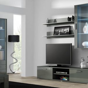 Meblościanka do salonu szara mat / połysk 265 cm Simple