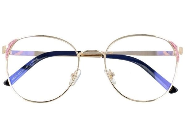 Owalne metalowe Okulary z filtrem DAMSKIE złote z antyrefleksem 2528-3