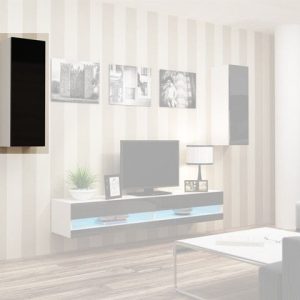 Witryna wisząca biała / czarna połysk 90 x 35 cm Vilalba