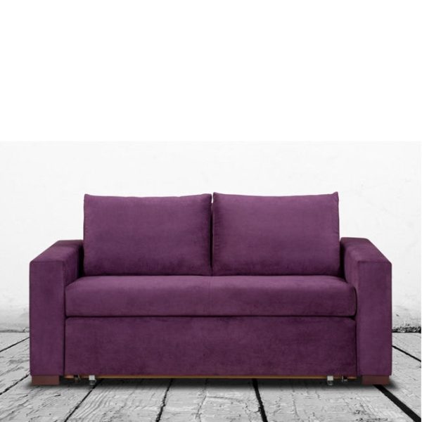 Sofa 2-osobowa z funkcją spania tapicerowana fioletowa Derry