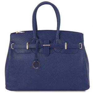 Tuscany Leather TL Bag - skórzana torebka ze złotymi dodatkami , kolor ciemny niebieski TL141529