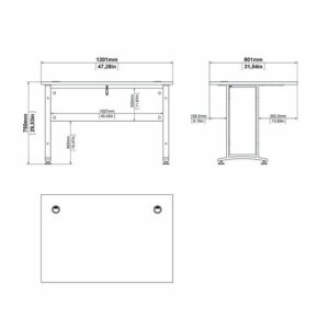 Biurko proste dąb sonoma / szare mat 120 cm Prima