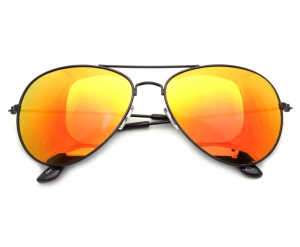 Okulary Aviator czarno-pomarańczowe lustrzanki Pilotki przeciwsłoneczne 2163S