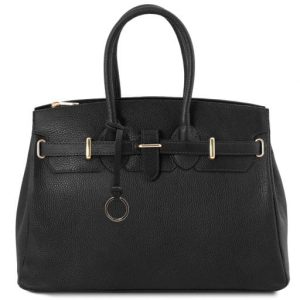 Tuscany Leather TL Bag - skórzana torebka ze złotymi dodatkami , kolor czarny TL141529