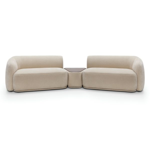 Sofa modułowa Nobo, puf z blatem, zaokrąglona, Orzech Warmia