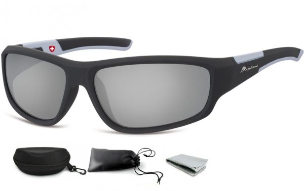 Okulary dziecięce sportowe Unisex lustrzane czarne matowe CS91C