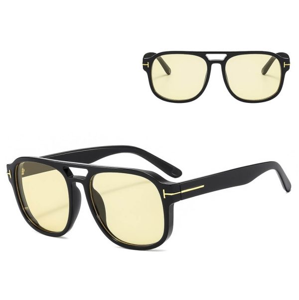 Okulary przeciwsłoneczne pilotki STL64D czarny/żółty