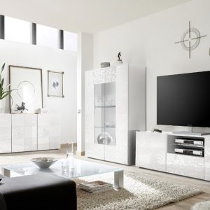 Komoda z drzwiami biała wysoki połysk 181 cm Vero