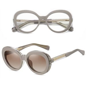 2w1 Okulary damskie do komputera + nakładka przeciwsłoneczna na magnes Clip-On 25174A beżowe