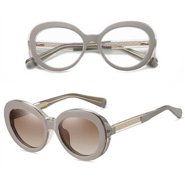 2w1 Okulary damskie do komputera + nakładka przeciwsłoneczna na magnes Clip-On 25174A beżowe