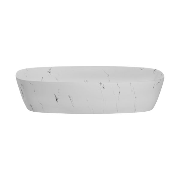 Umywalka nablatowa Megi, 60 cm, biały mat, dekor marmuru