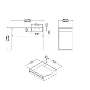 Biurko z szufladą białe / dąb sonoma mat 110 cm Function Plus Small