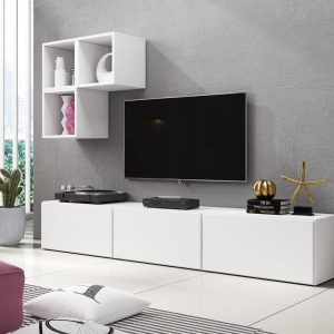 Meblościanka do salonu biała mat 225 cm Rock 6