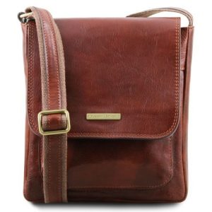 Tuscany Leather Jimmy - skórzana torba na ramię dla mężczyzn z przednią kieszenią , kolor brązowy TL141407