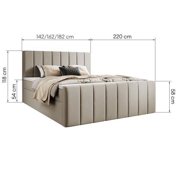 Łóżko kontynentalne Bursa 140/160/180x200 cm z 2 pojemnikami