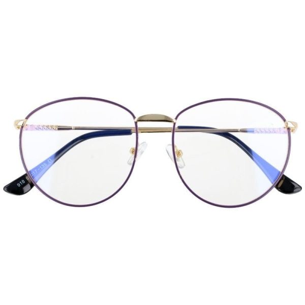 Owalne metalowe Okulary z filtrem DAMSKIE złote z antyrefleksem 2526-2