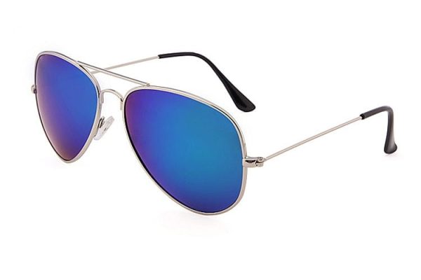 Juniorskie Okulary Pilotki srebrno niebieskie aviator przeciwsłoneczne STPJ-10C