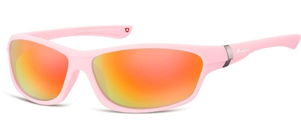 Okulary dziecięce sportowe różowe matowe lustrzane CS90D