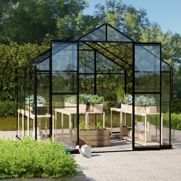 Szklarnia ogrodowa ProGlass Classic Compact 7,7 m² z fundamentem, szkło hartowane 4 mm, aluminium, czarna