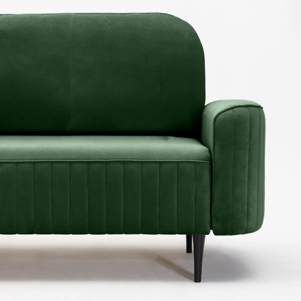 Sofa rozkładana Vena z pojemnikiem, zielona, welurowa