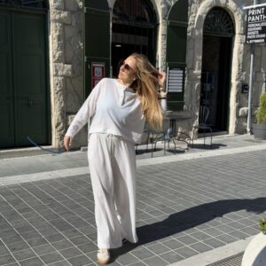 Bluzka damska oversize 155 ecru melanż