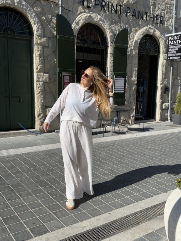 Bluzka damska oversize 155 ecru melanż