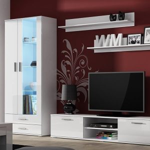 Meblościanka do salonu biała mat / połysk 285 cm Simple