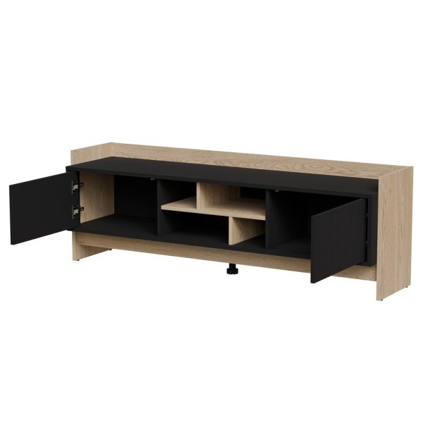 Szafka RTV dąb cremona / czarna mat 150 cm Monolit