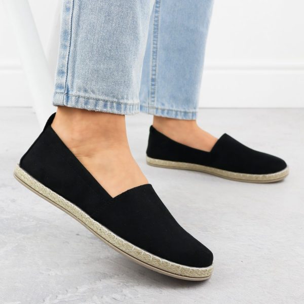 Espadryle damskie wsuwane zamszowe czarne Potocki PY16332