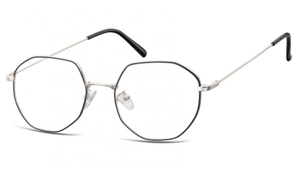 Lenonki Sześciokątne Okulary oprawki optyczne 925F czarno-srebrne