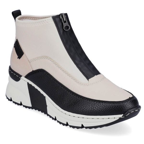 Sneakersy botki damskie za kostkę beżowe Rieker N6352-60